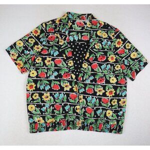 ALFRED DUNNER - WOMEN'S BLACK FLORAL SHORT SLEEVE TOP - SIZE 14 - LAYERED LOOK